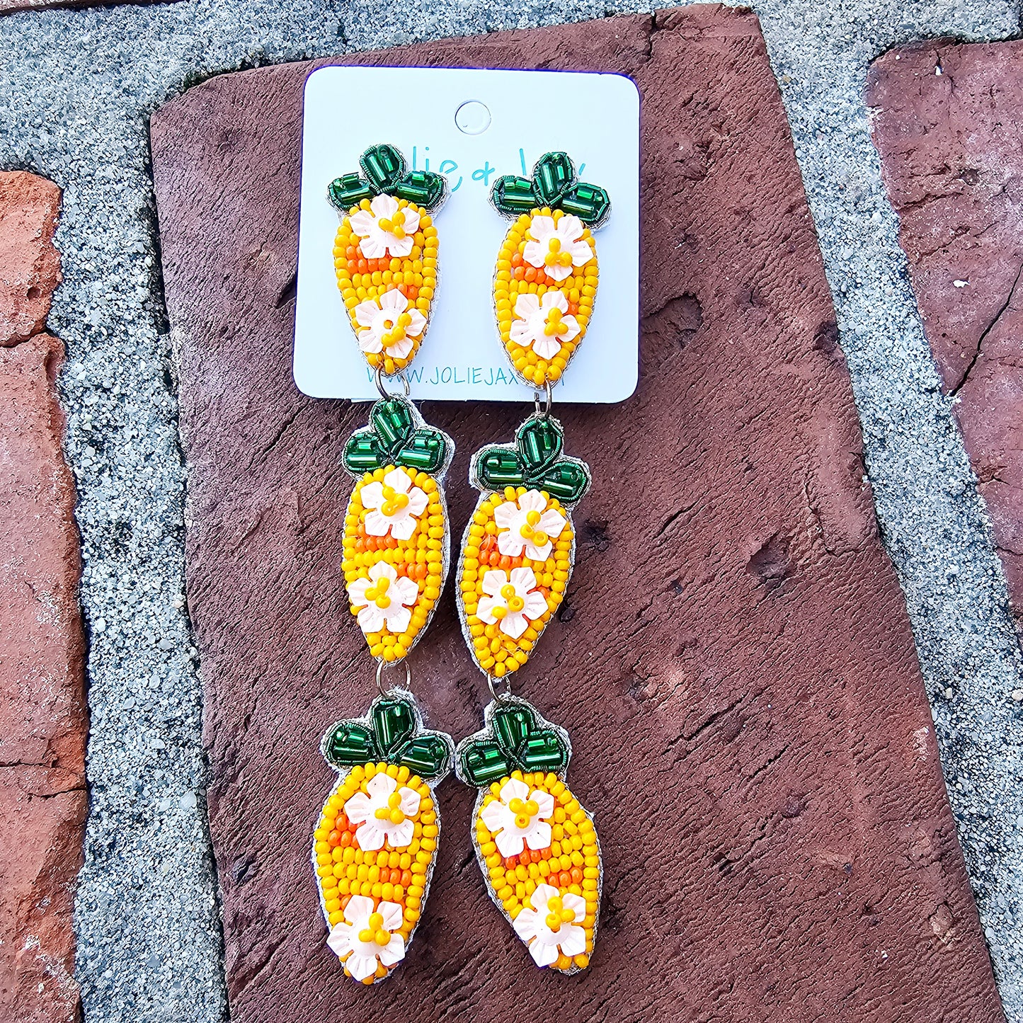 Carrot Beaded Earrings