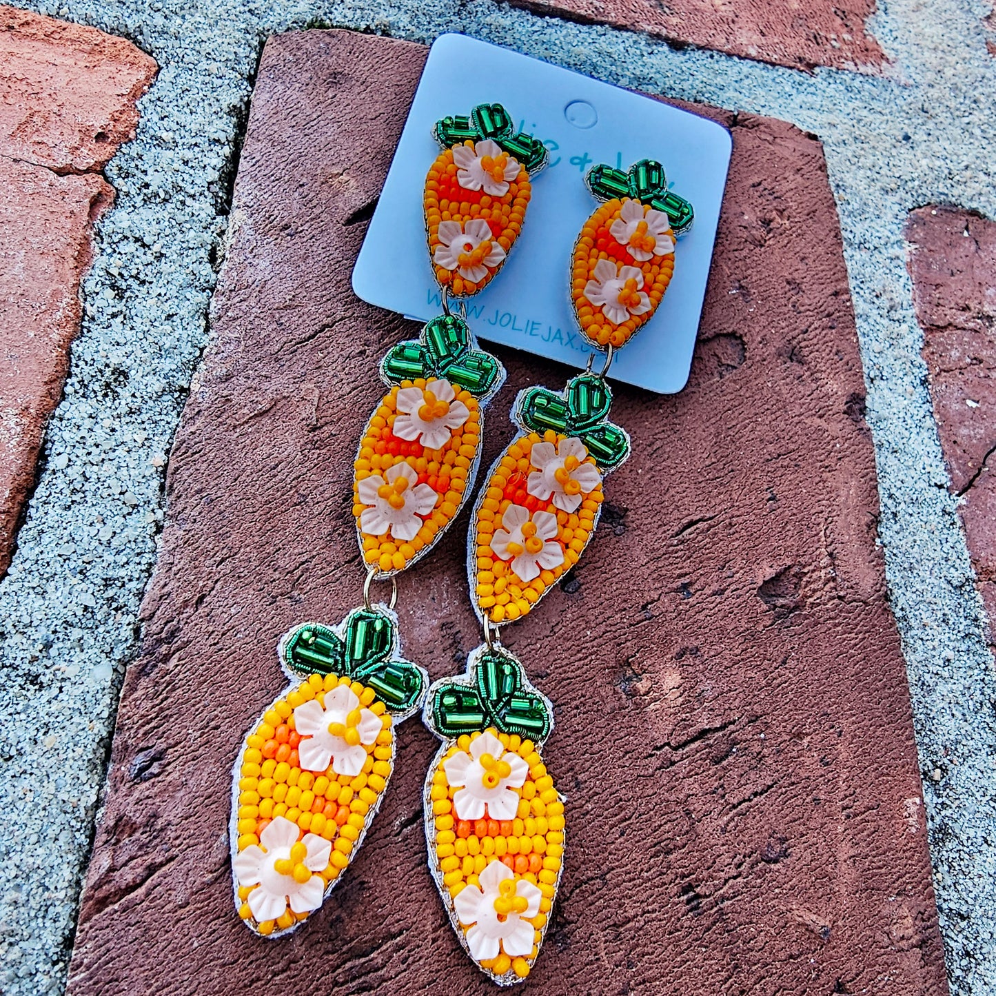 Carrot Beaded Earrings