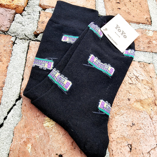 Mardi Gras Street Car Socks size 6 to 12