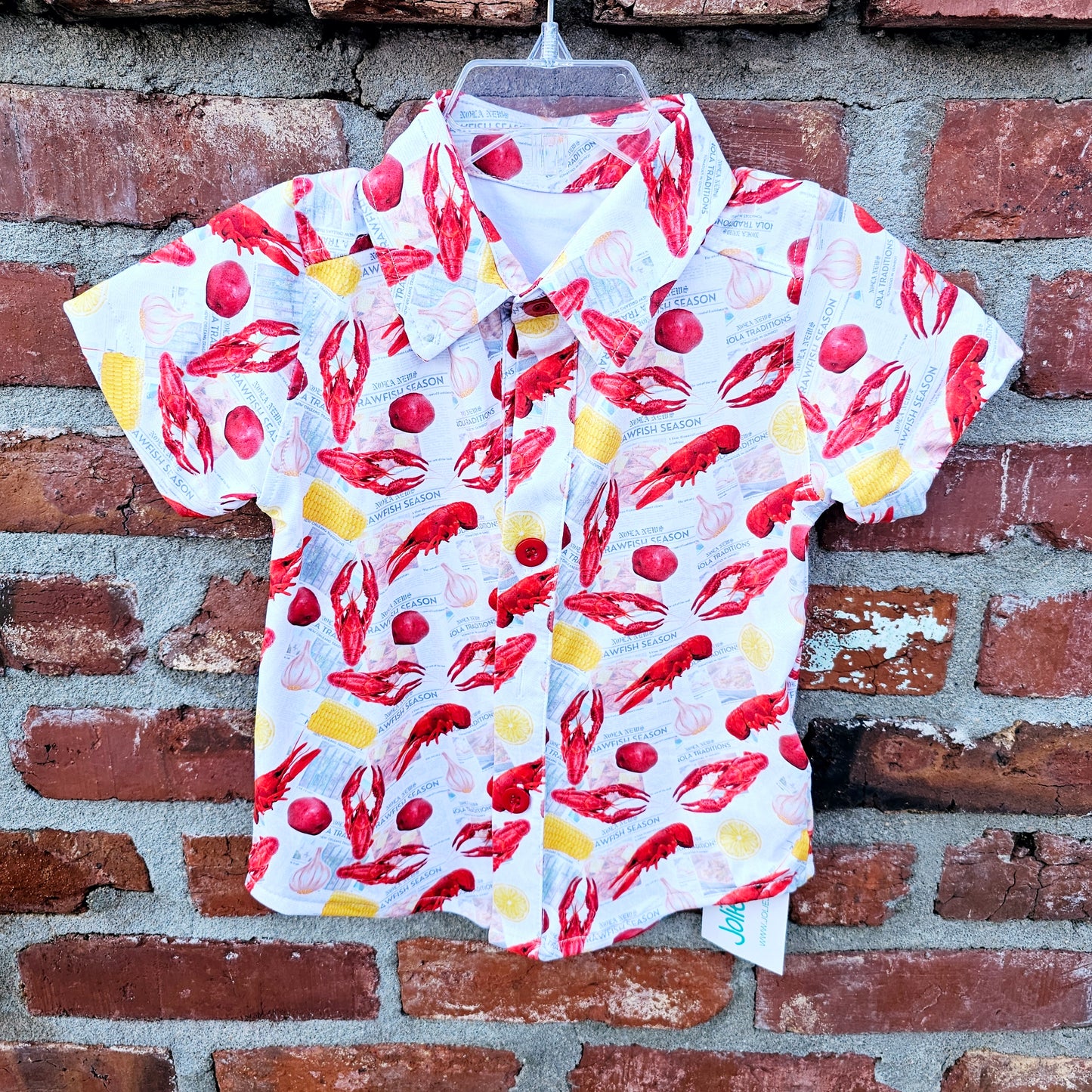 Newspaper Crawfish Kid's Button Down