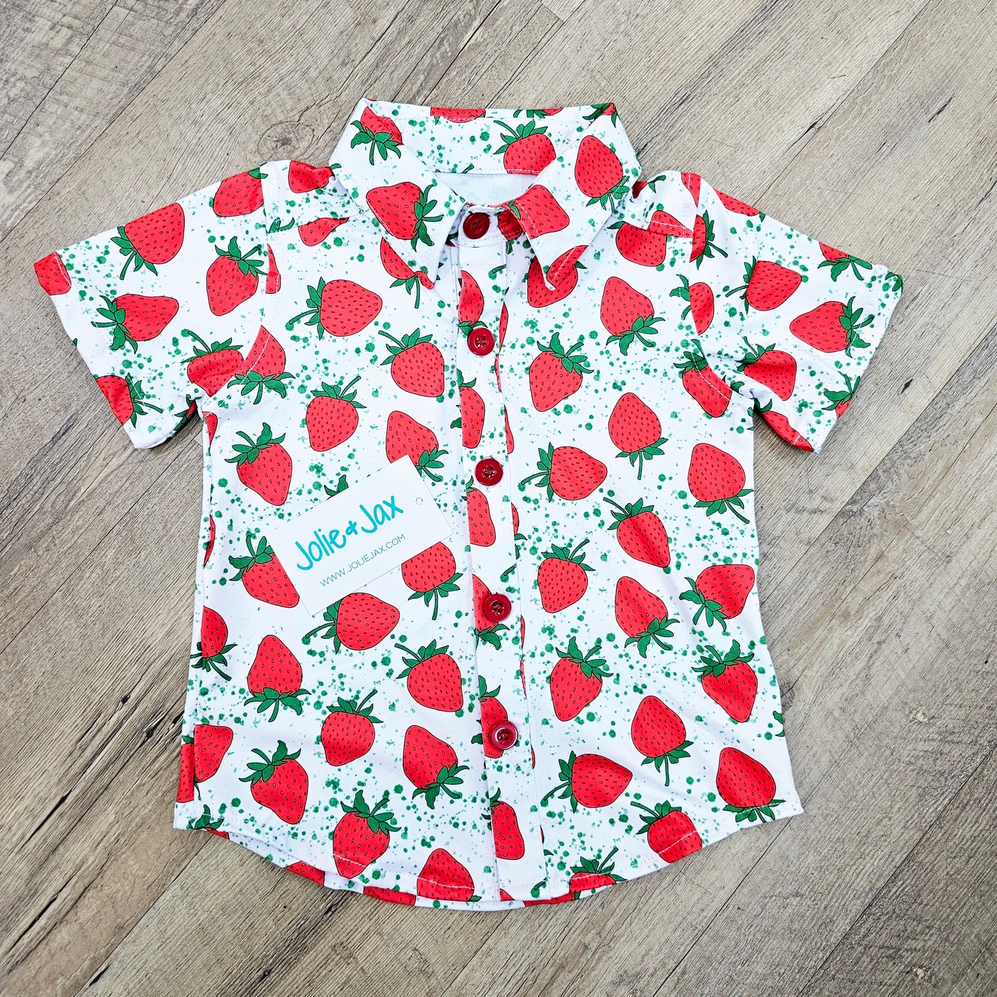 Strawberry Splatter Button Down kids