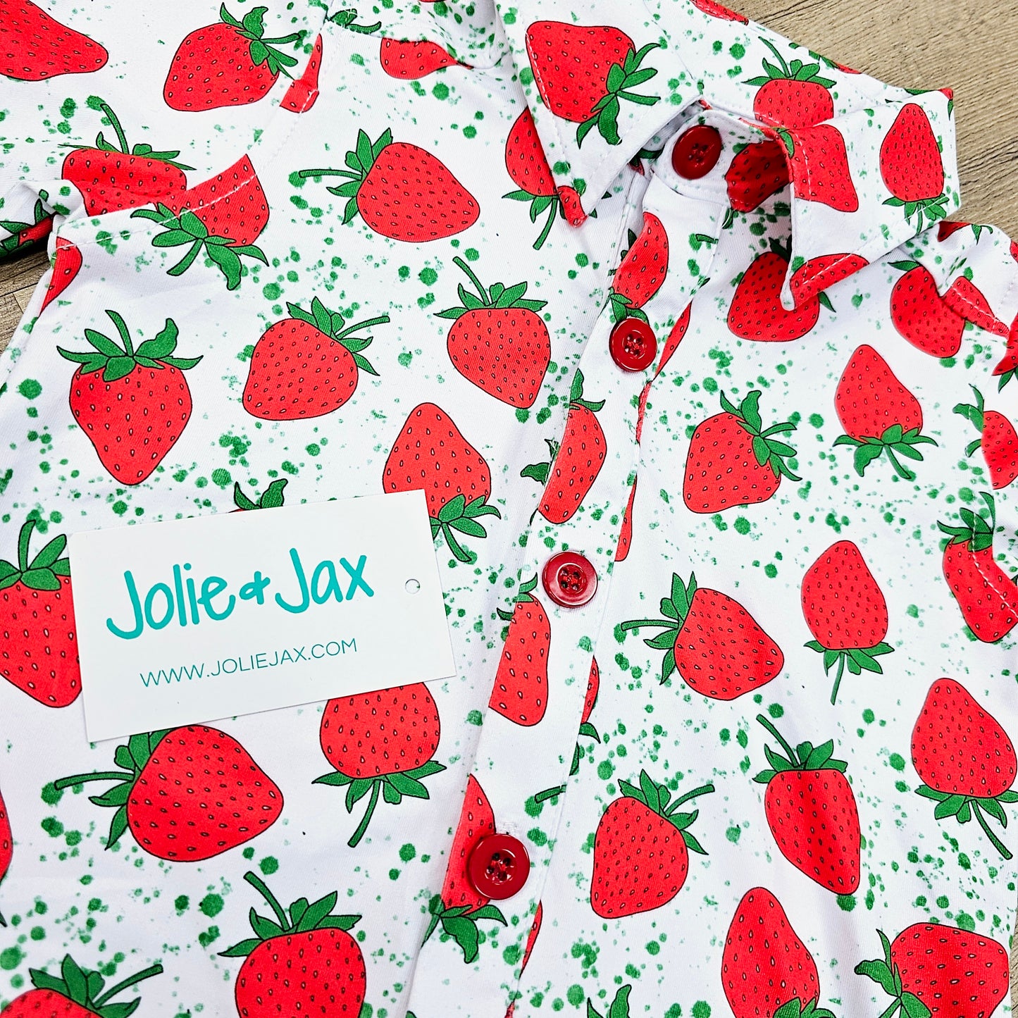 Strawberry Splatter Button Down kids