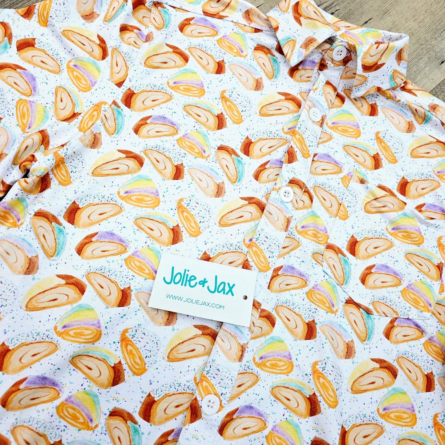 King Cake Splatter Adult Button Down Shirt