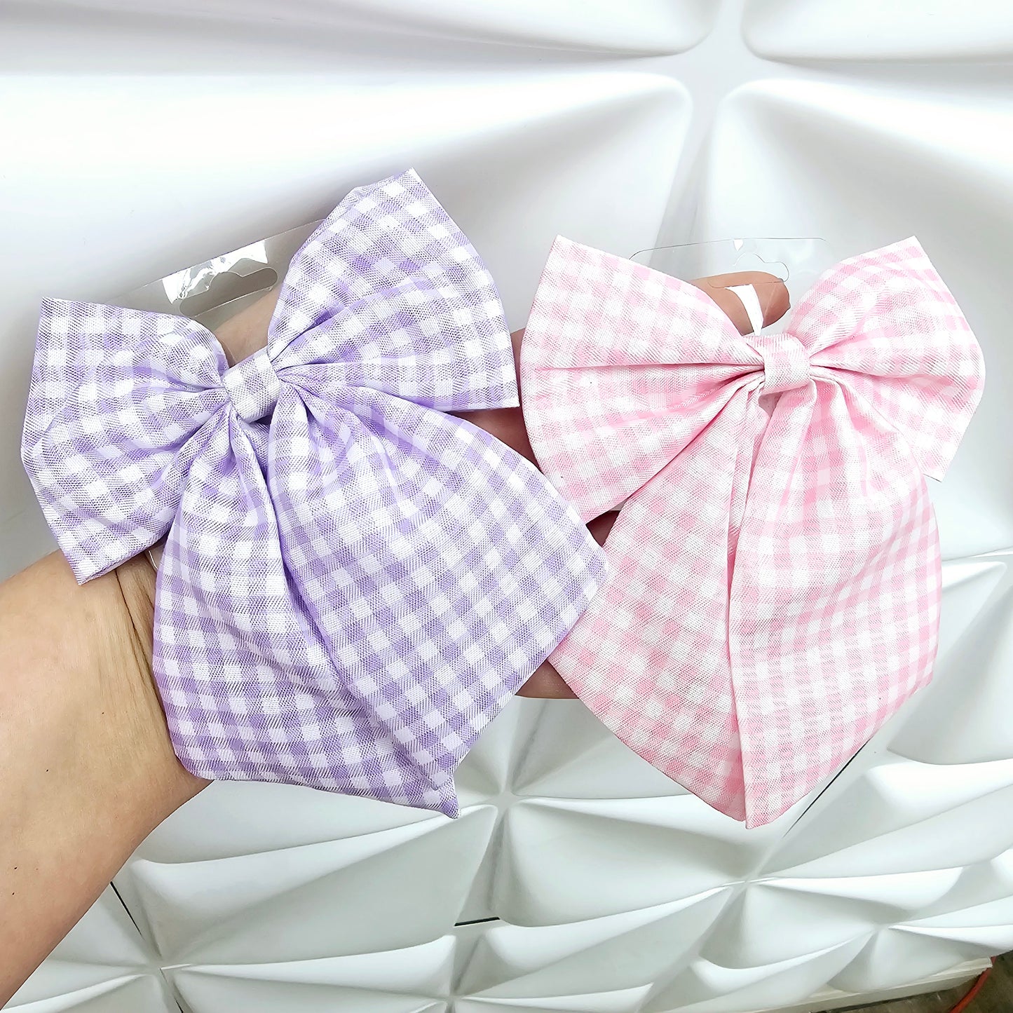 Gingham Fabric Hair Bow