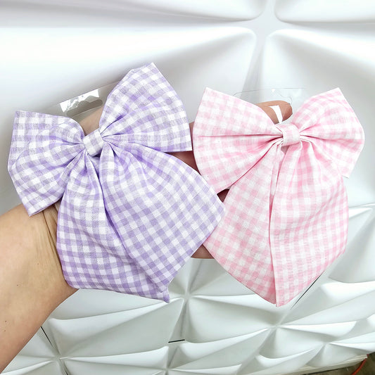 Gingham Fabric Hair Bow