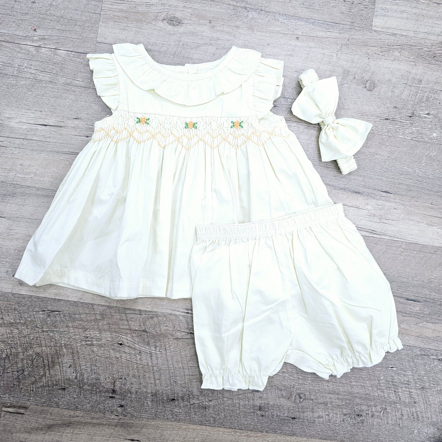 Yellow Smocked Set with Bloomers