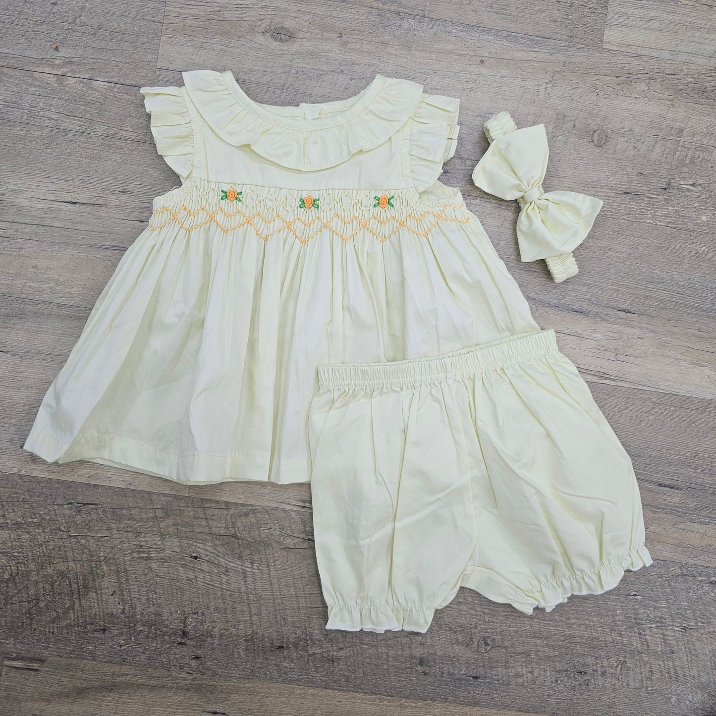 Yellow Smocked Set with Bloomers