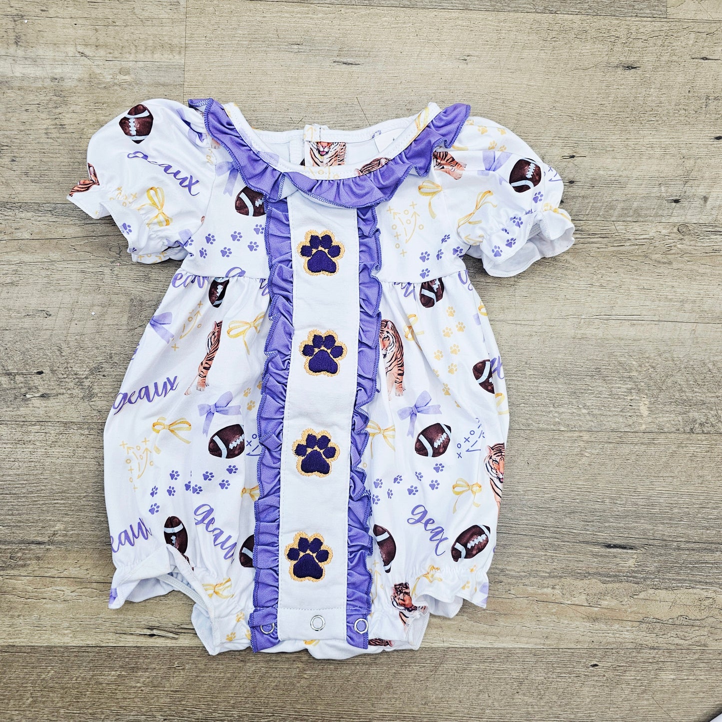 Game Day Tiger Embroidered Paw Print Bubble