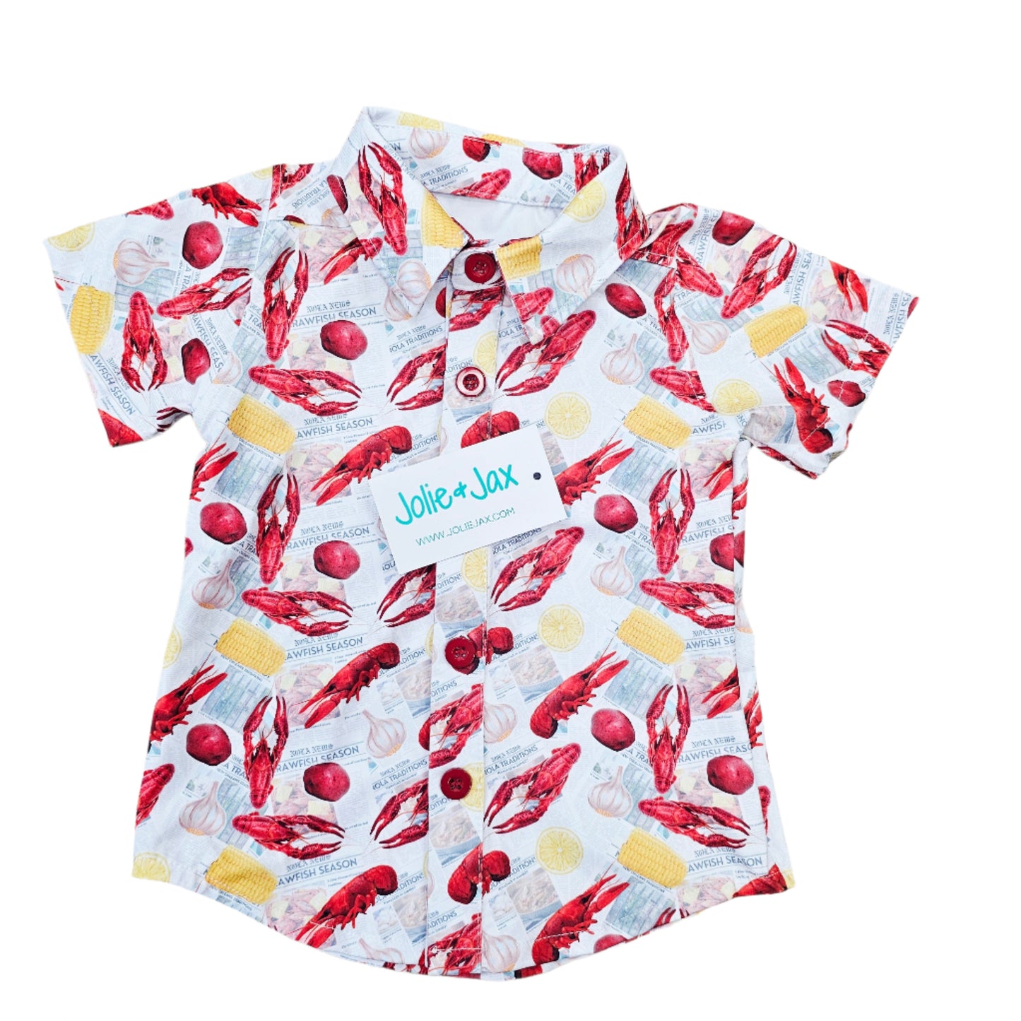 Newspaper Crawfish Kid's Button Down