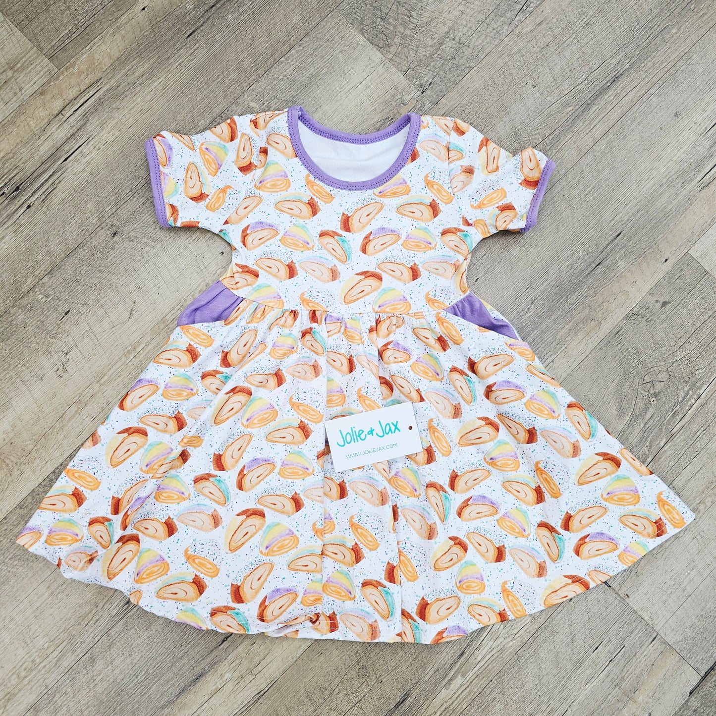 King Cake Splatter Girl's Dress with Pockets