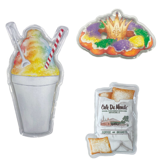 Nola Tawk ice packs snowball king cake chill ice chest