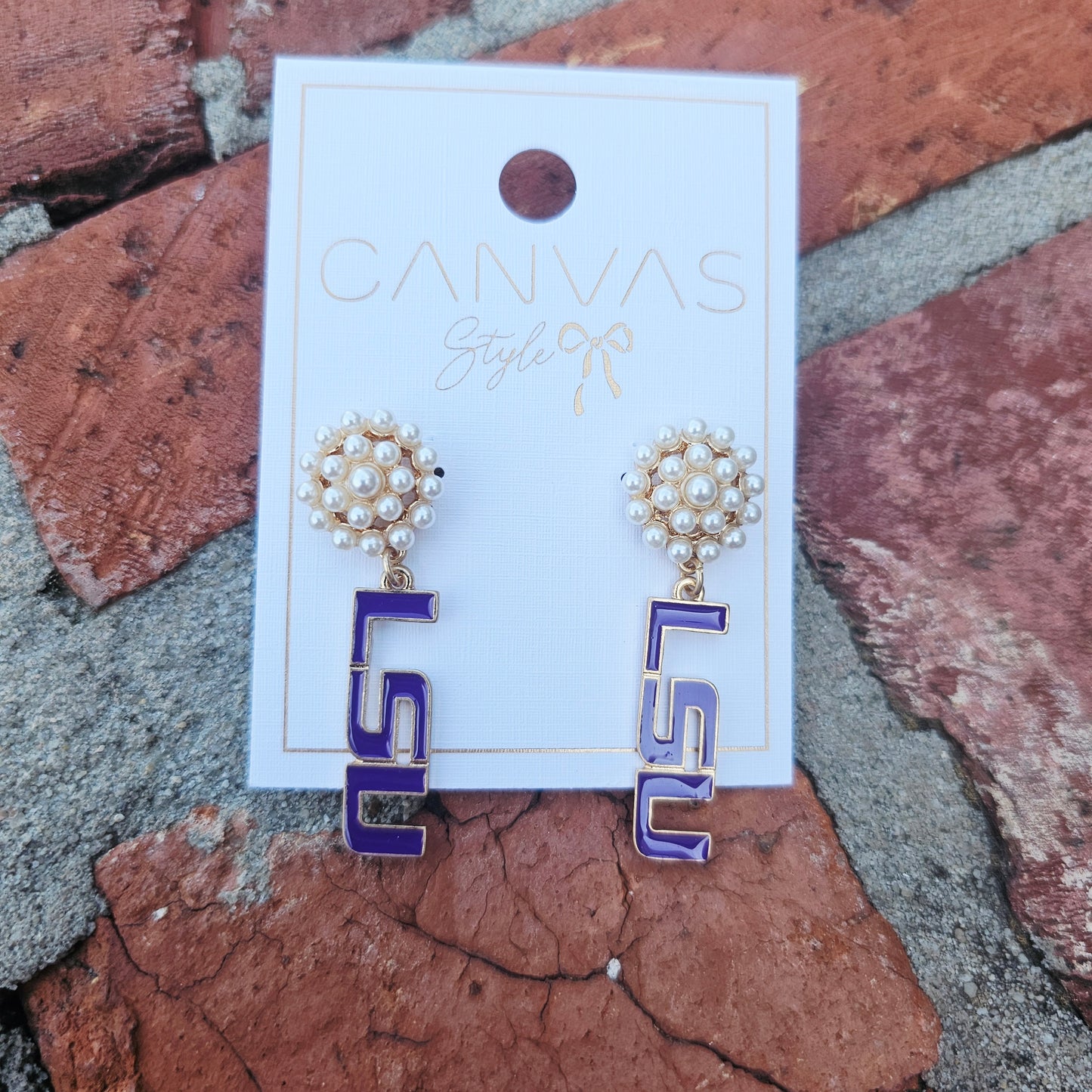 LSU Pearl Enamel Stud Earrings (Licensed)