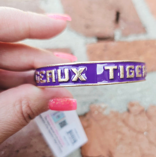 Geaux tigers, LSU bangle bracelet