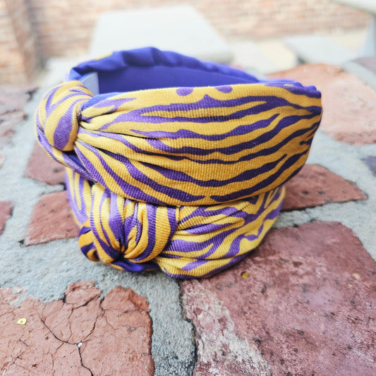 Tiger stripe headband purple gold