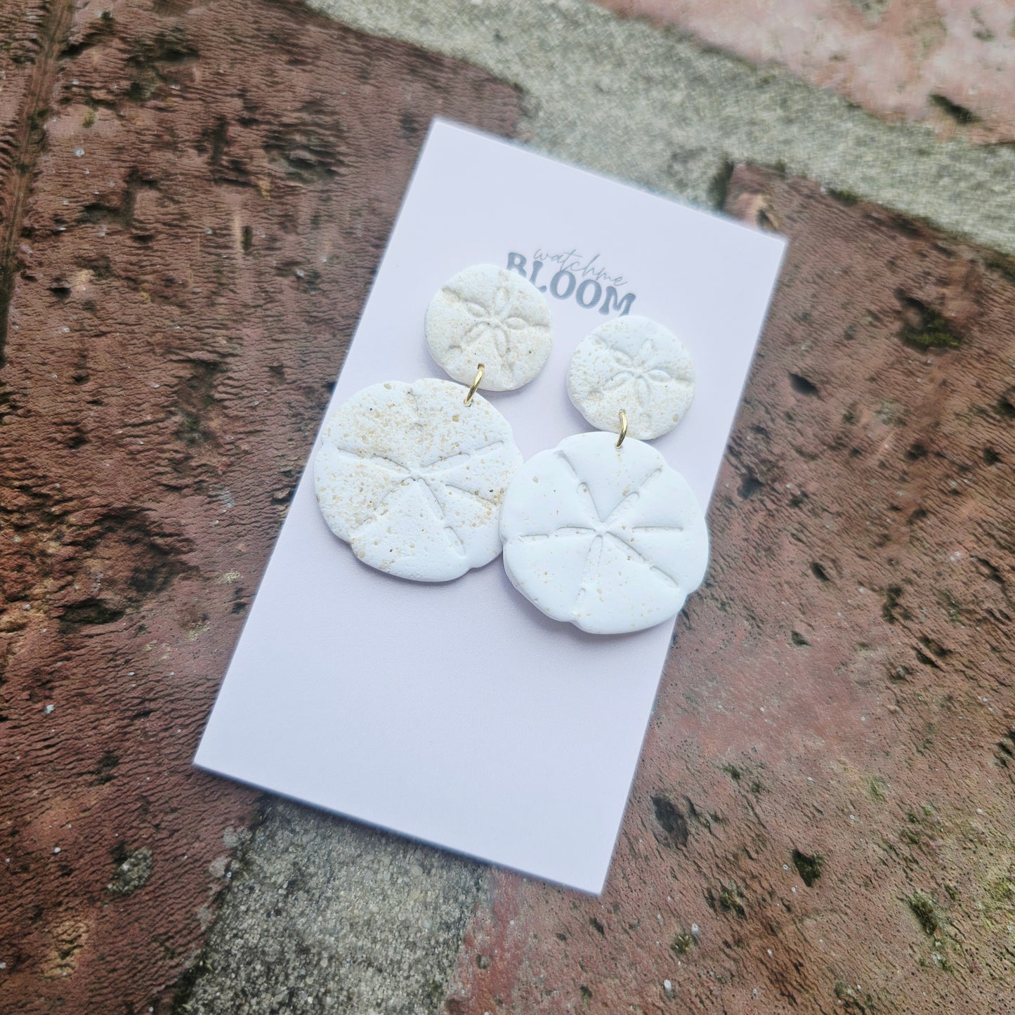 Sand Dollar Clay Dangle Earrings Handmade