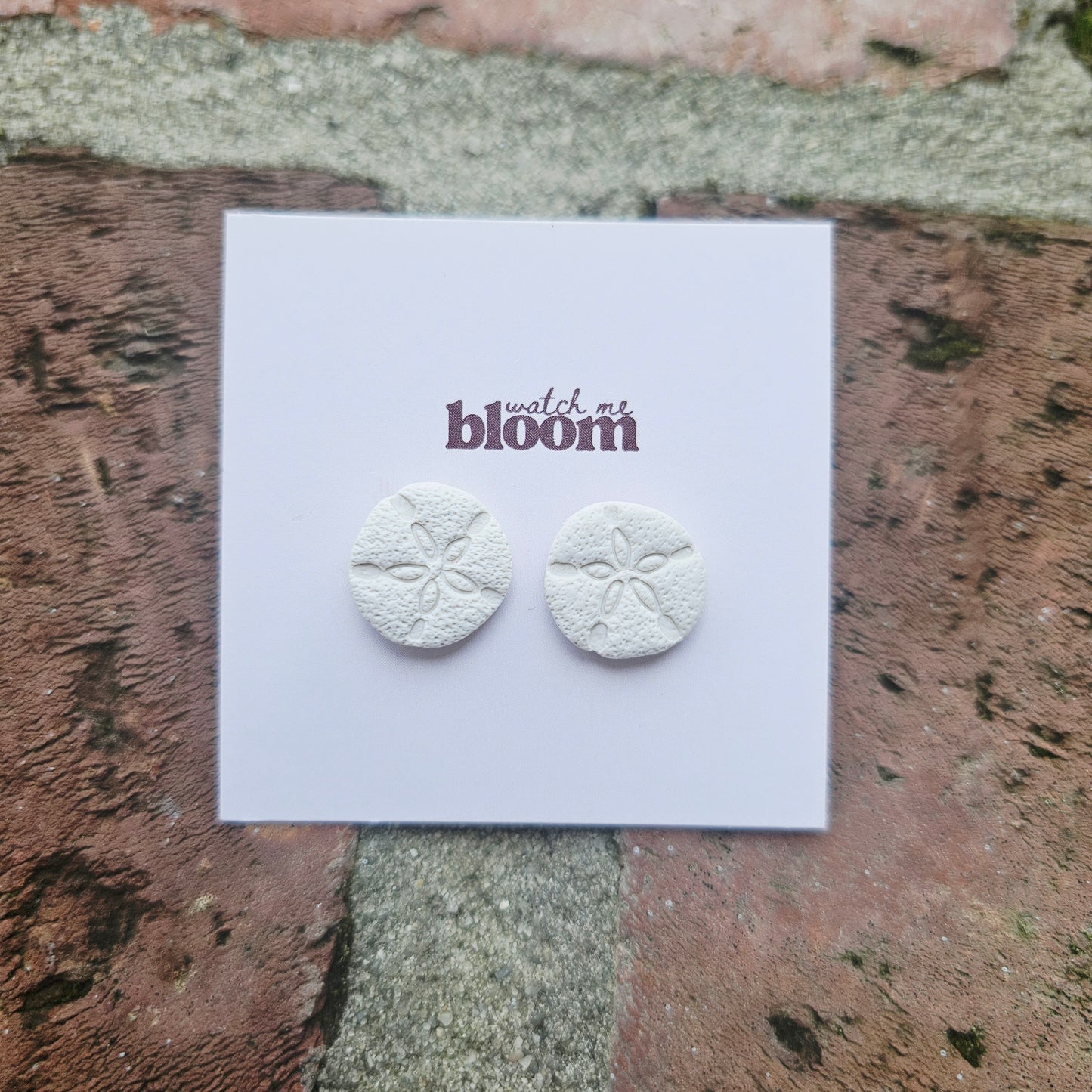 Sand Dollar Clay Stud Earrings Handmade