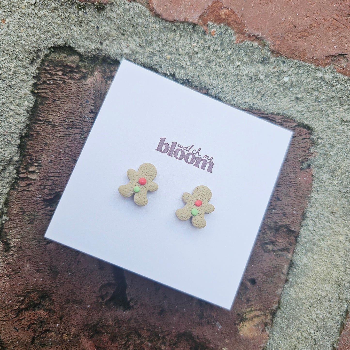Gingerbread Men Stud Clay Earrings (Handmade)