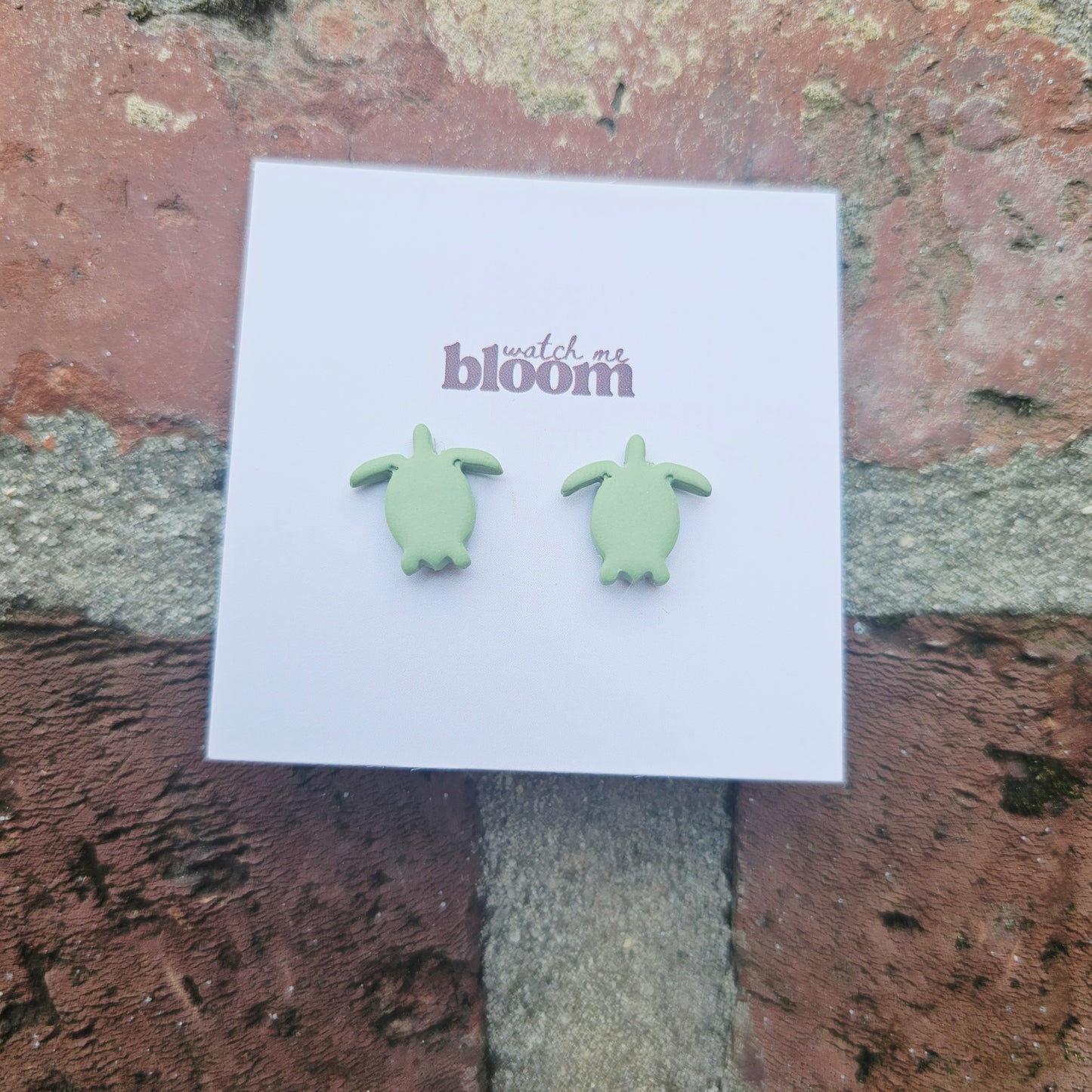 Sea Turtle Clay Stud Earrings Handmade