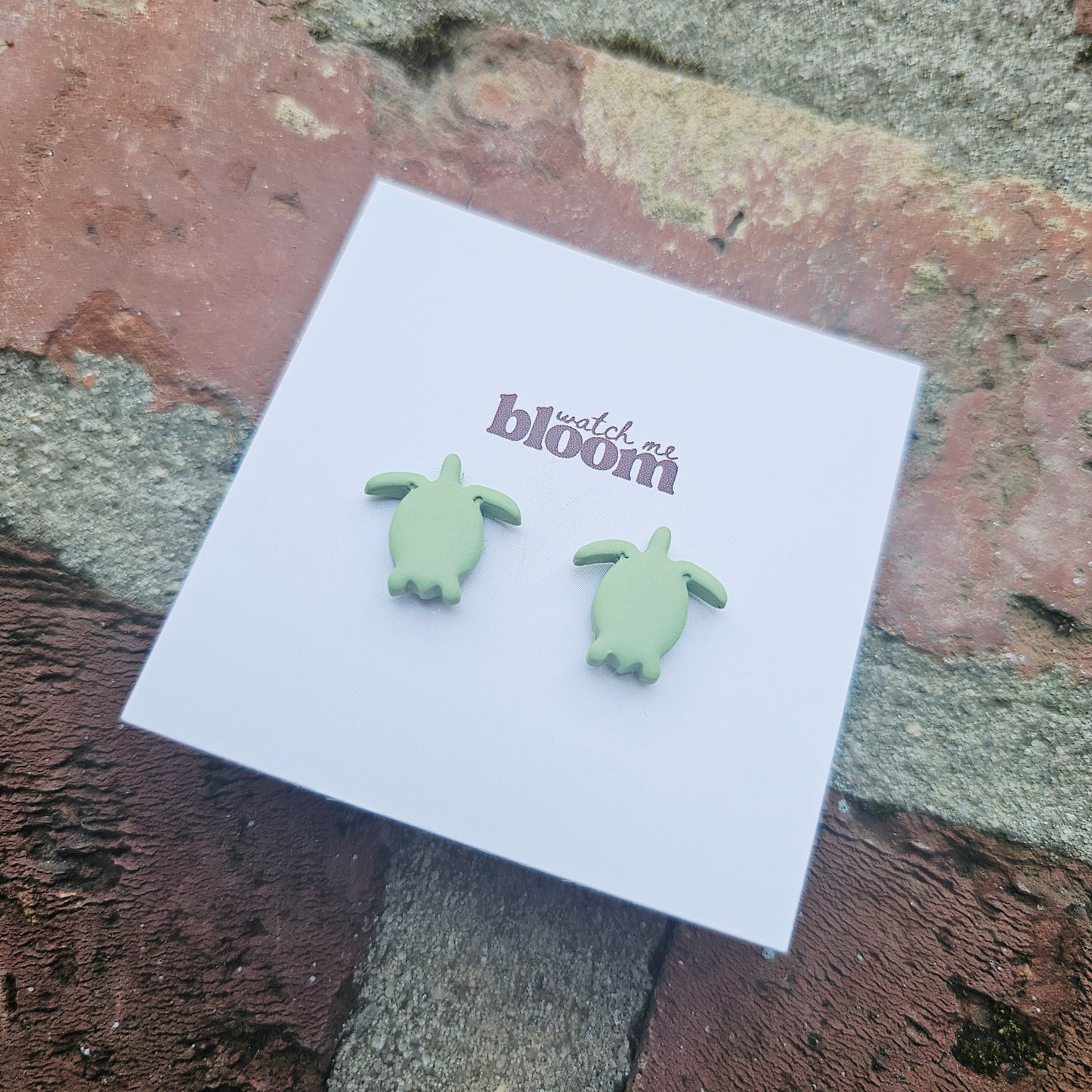 Sea Turtle Clay Stud Earrings Handmade