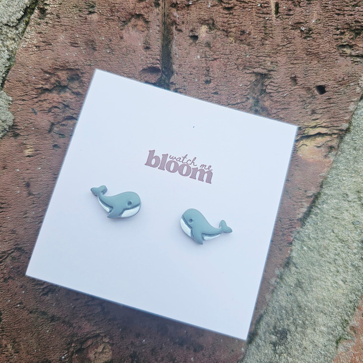 Whale Clay Stud Earrings Handmade