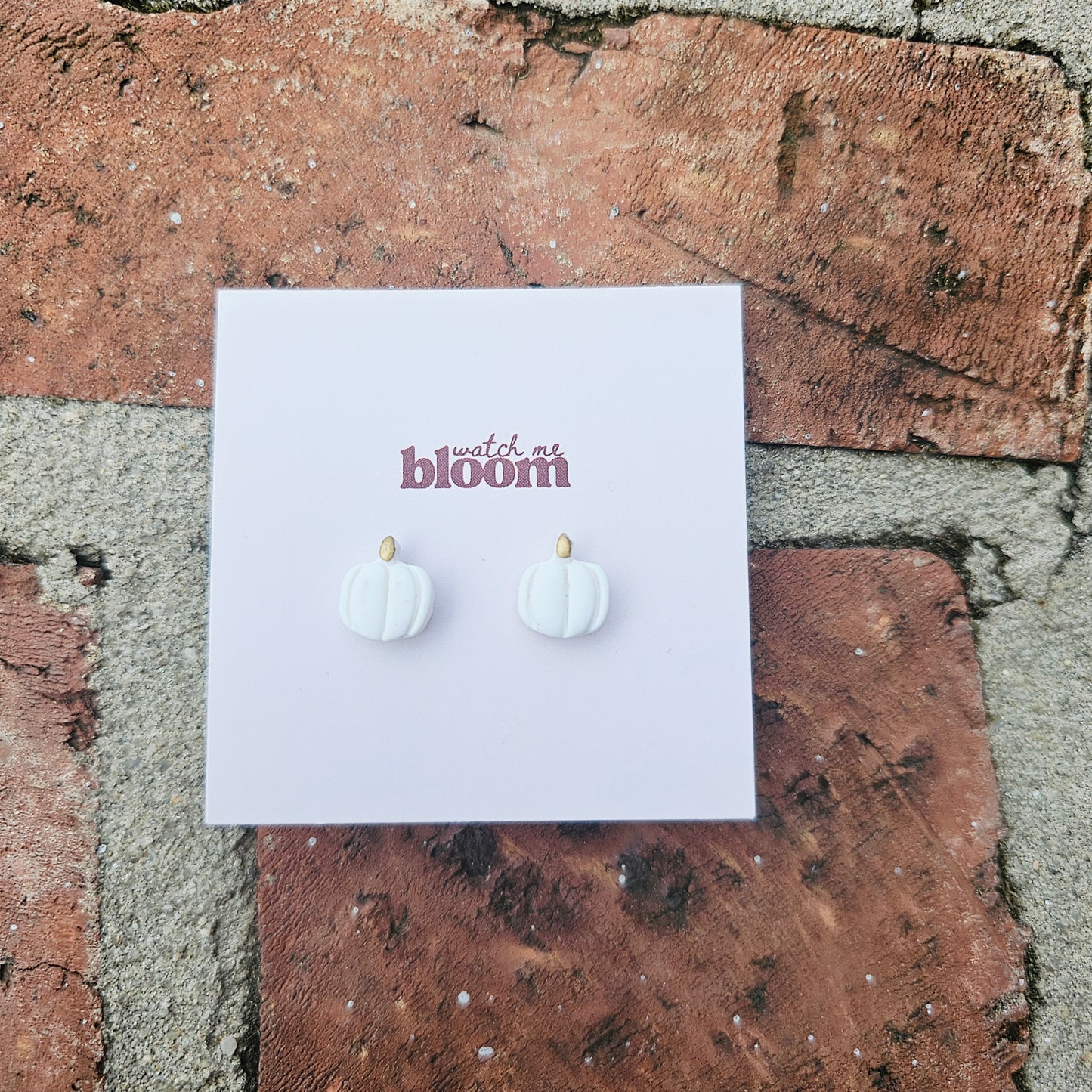 Pumpkin Stud Earrings Clay (Handmade)
