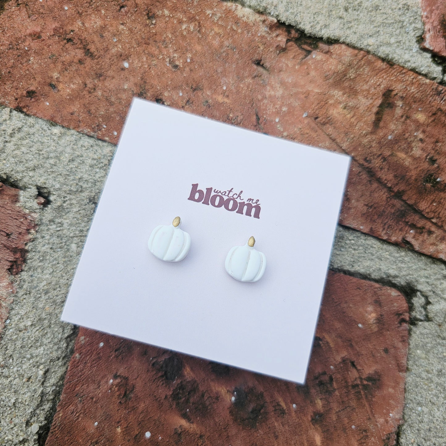 Pumpkin Stud Earrings Clay (Handmade)