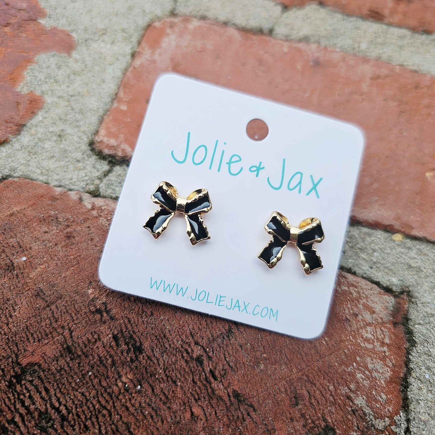 Black and Gold Bow Studs
