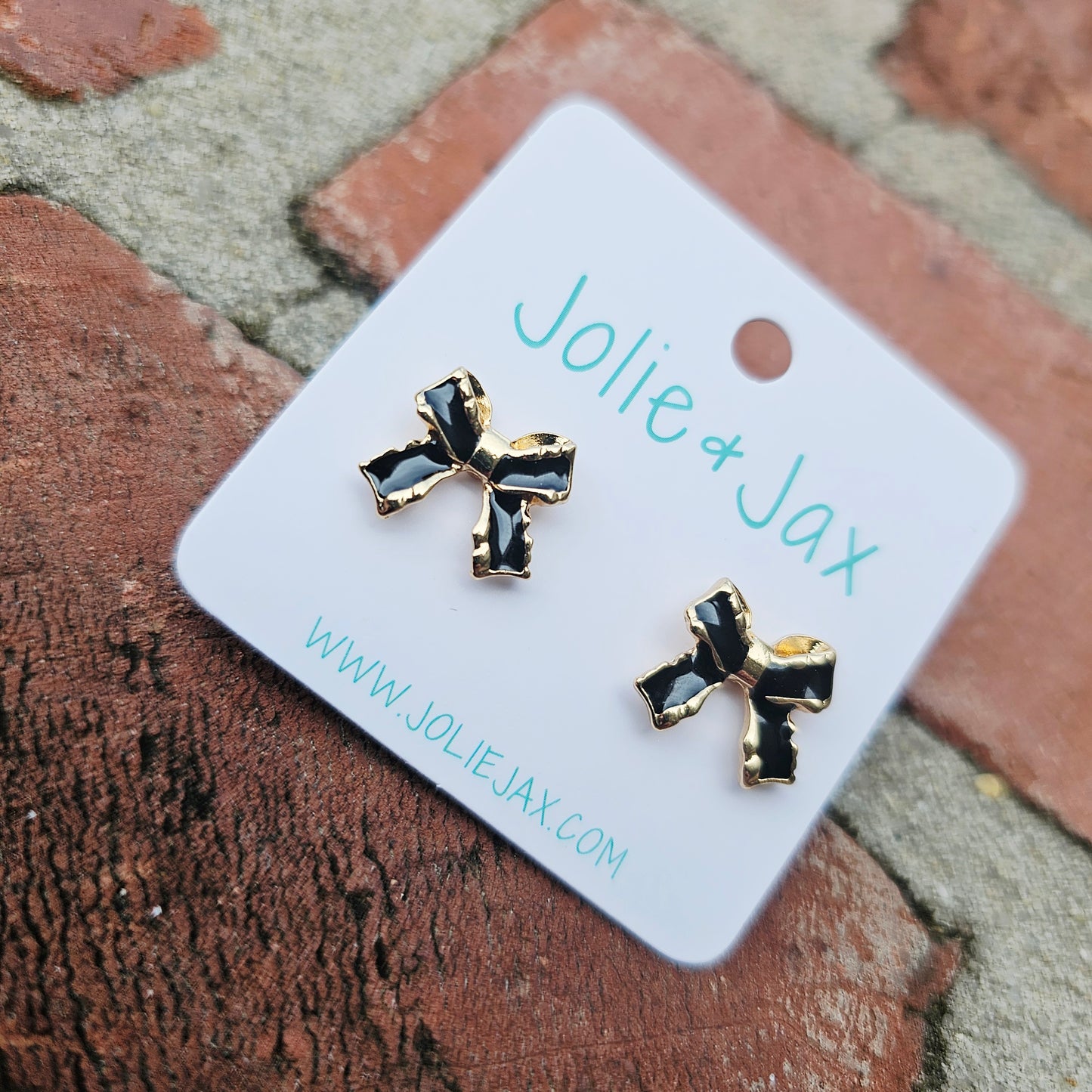Black and Gold Bow Studs