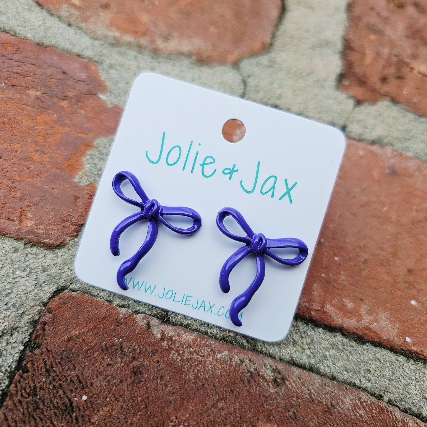 Purple Enamel Bow Studs