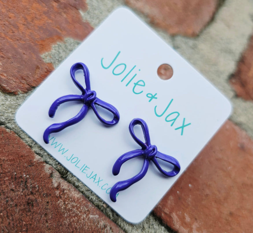 purple bow stud earrings
