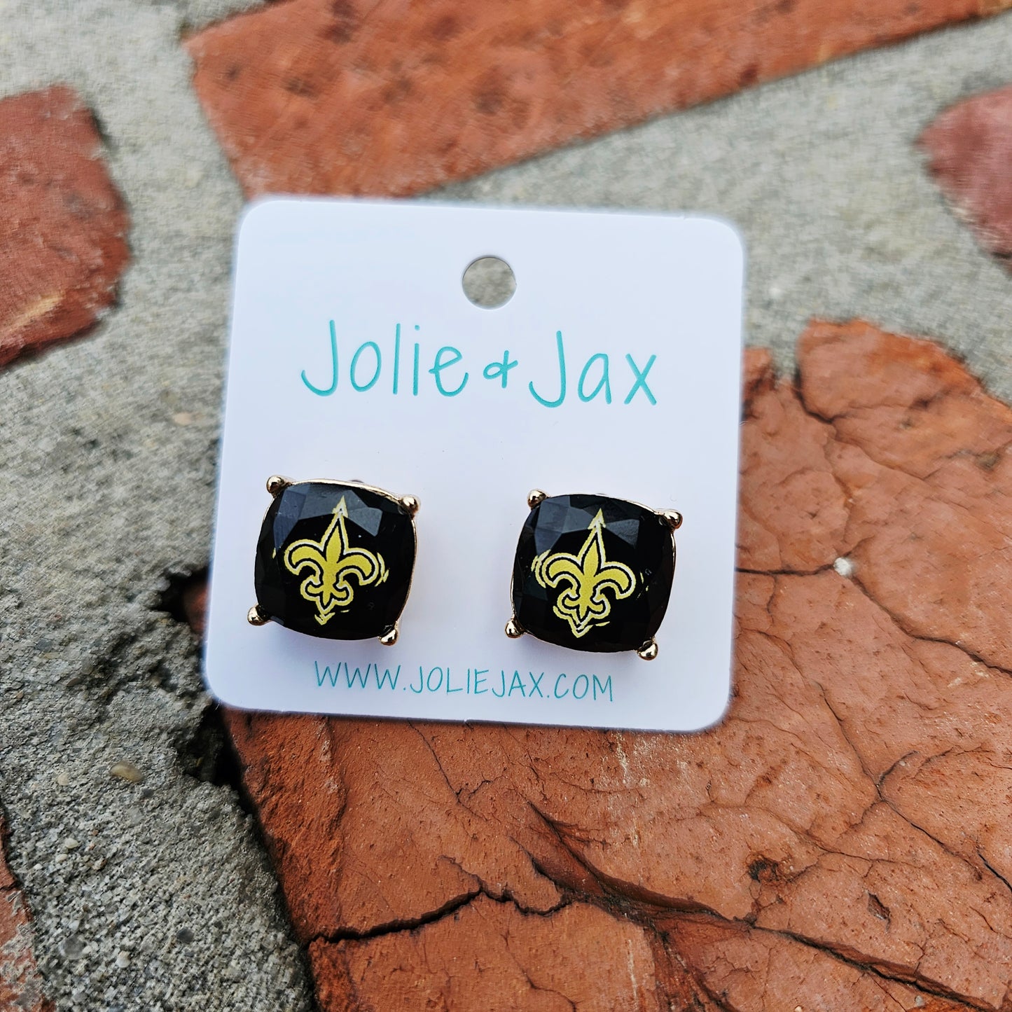 Fleur De Lis Rhinestone Stud Earrings