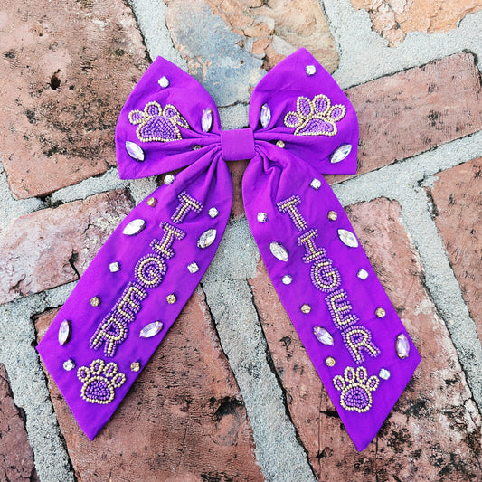 LSU Tigers purple and gold hair bow