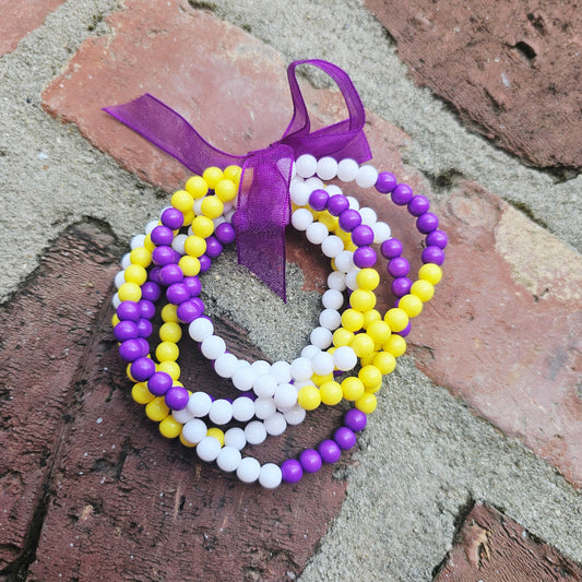 Bracelet set purple yellow white