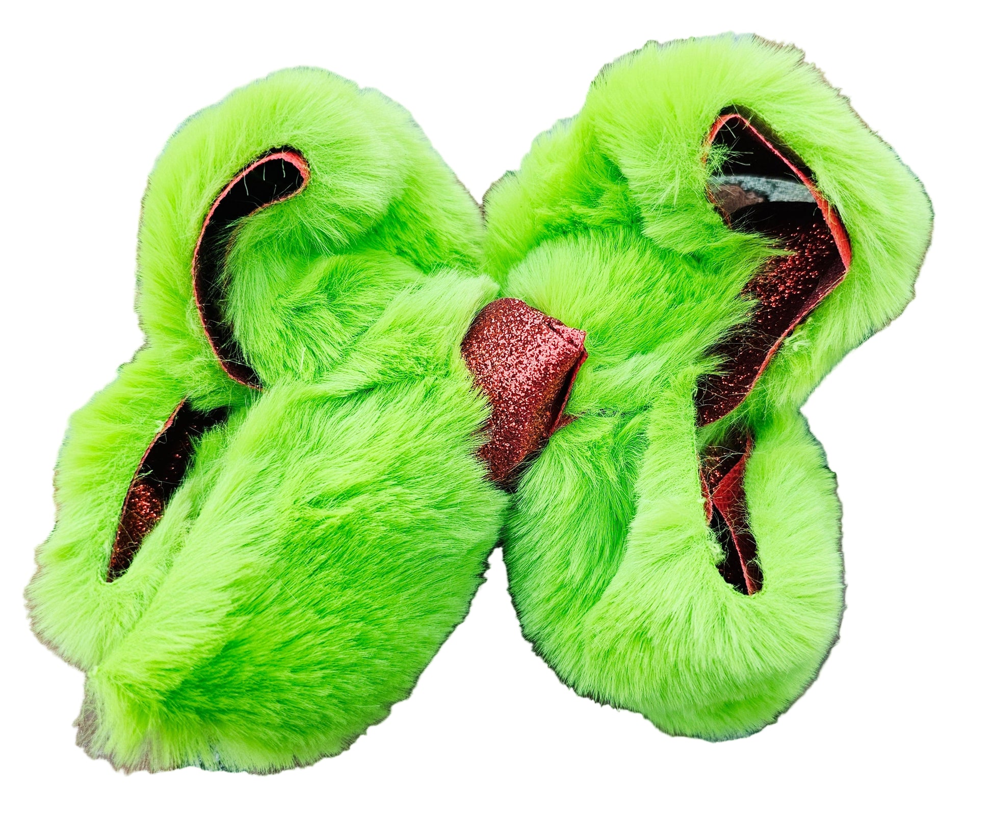 green fur bow, mean one Christmas