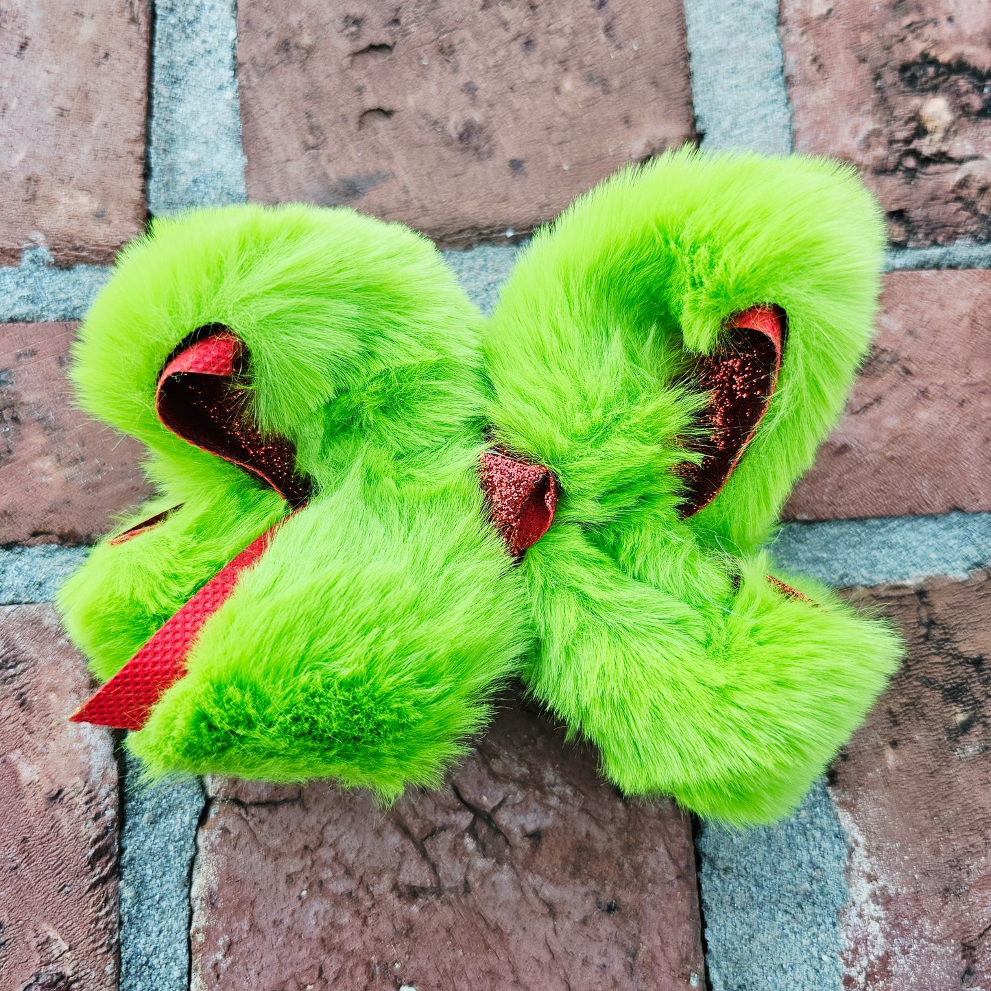 Green Fur Hair Bows