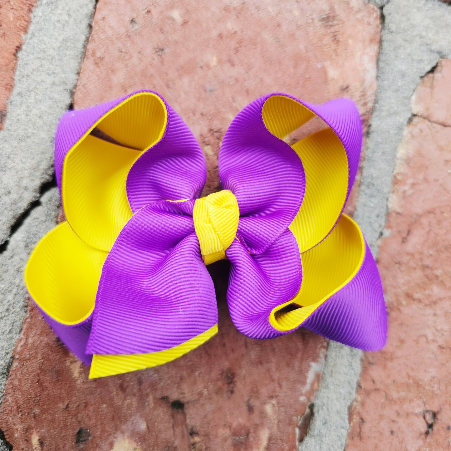 Puple and Gold Grosgrain Hair Bow