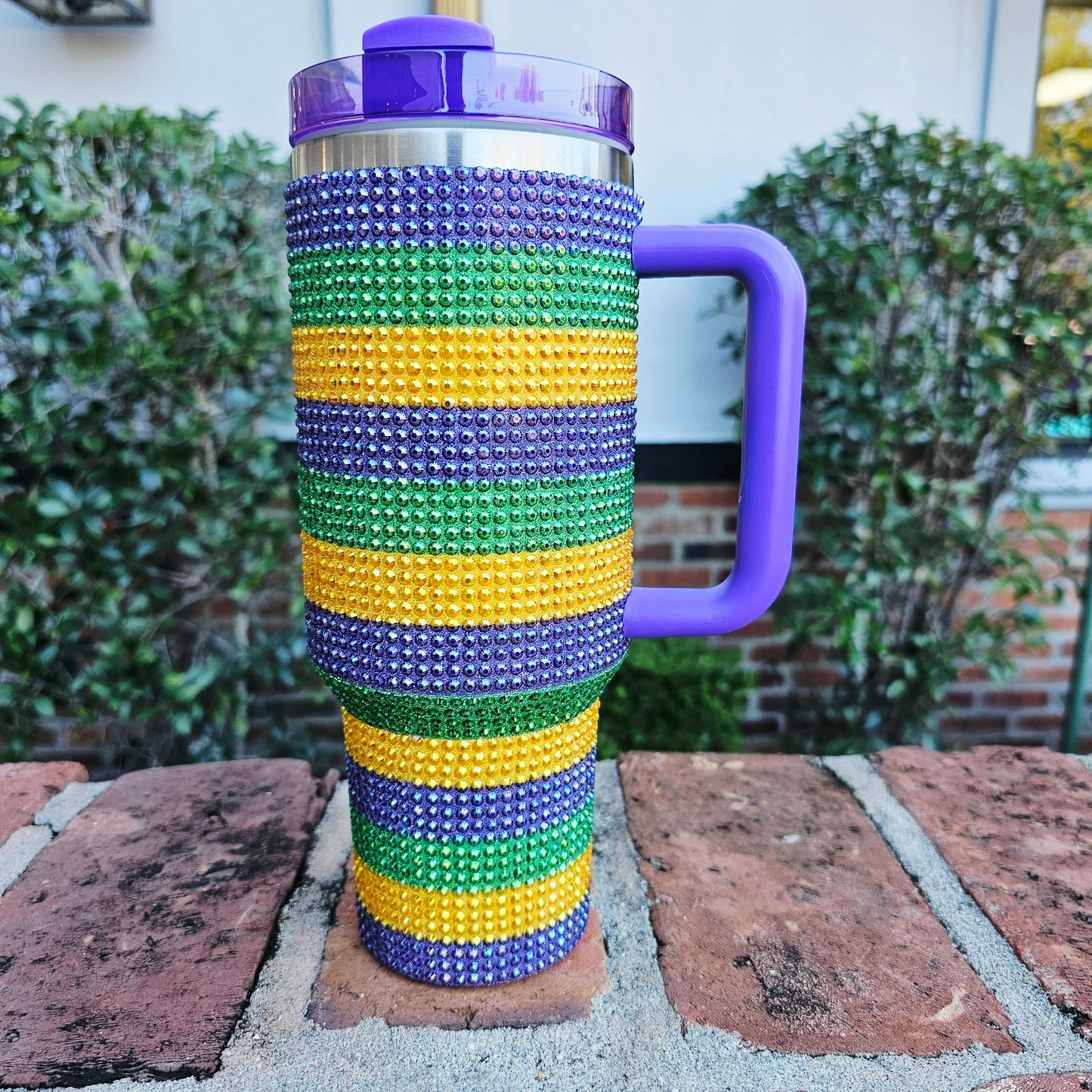 Mardi Gras Rhinestone Tumbler