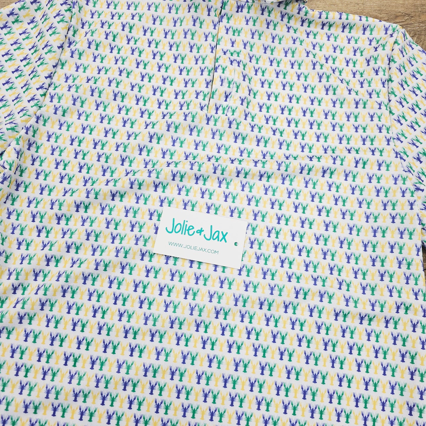 Mardi Gras Micro Printed Crawfish Polo