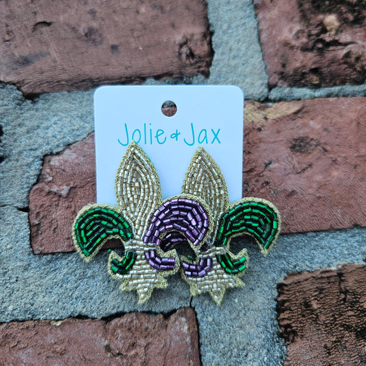 Mardi Gras Fleur De Lis stud earrings