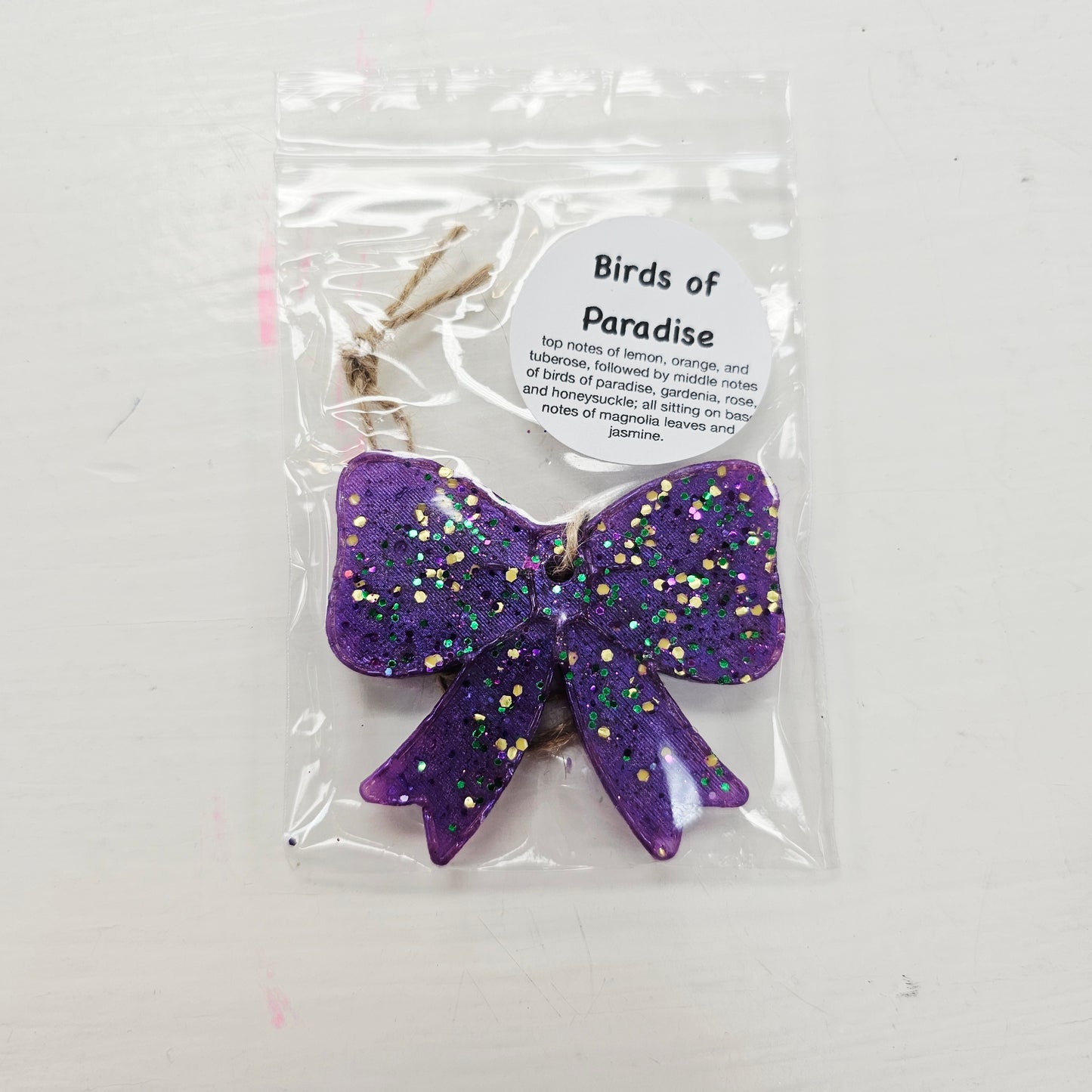 Mardi Gras Bow Freshies 2inx2.5in