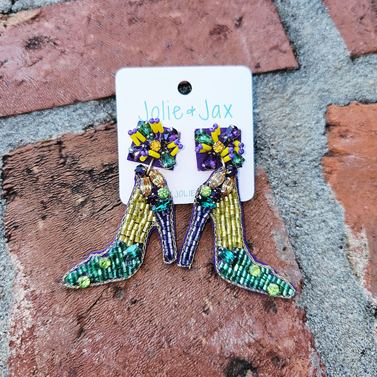 Mardi Gras Heels Beaded Earrings