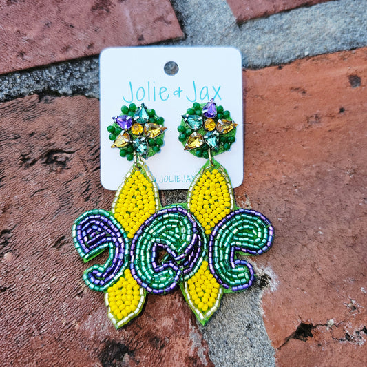 Mardi Gras Fleur De Lis Earrings
