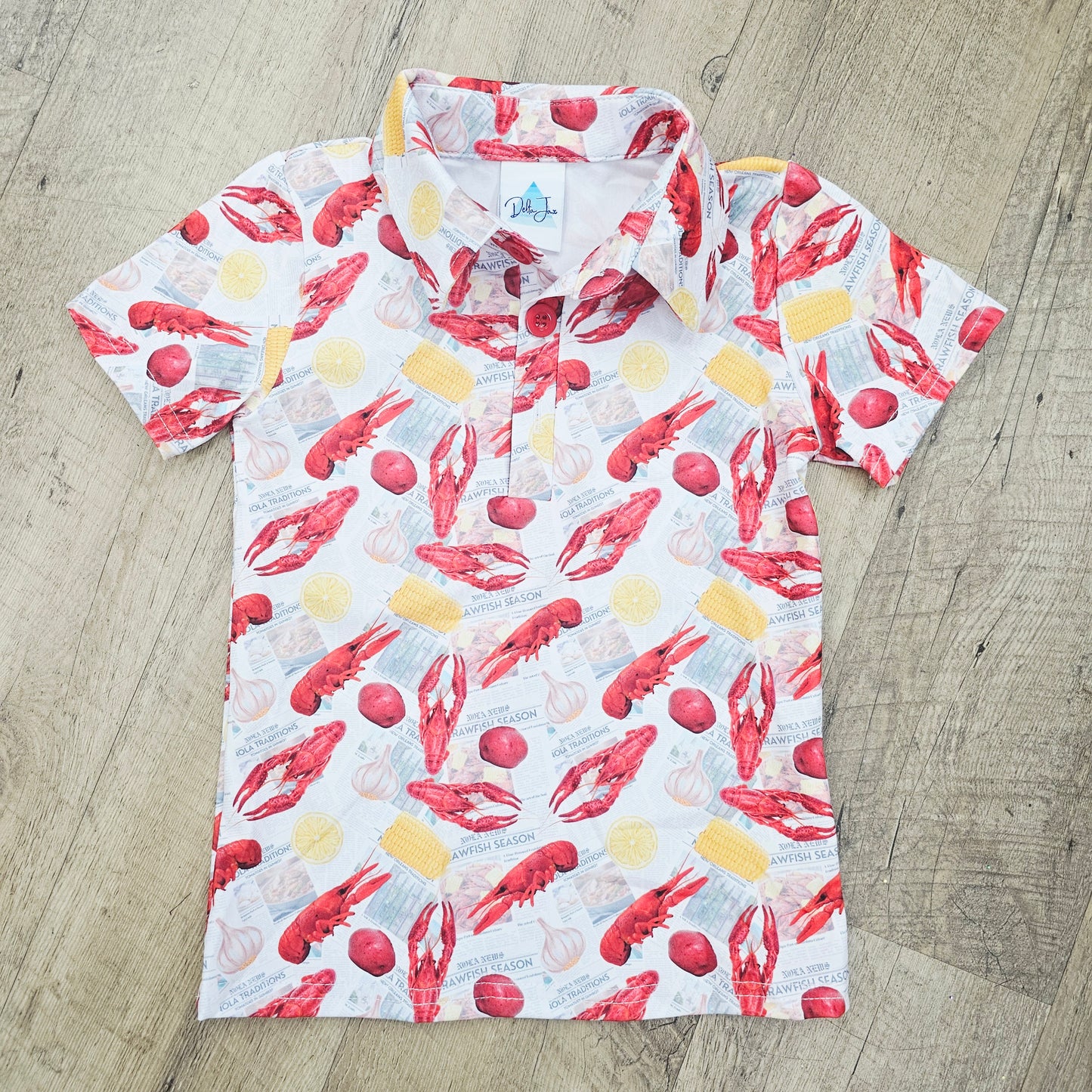 Newspaper Crawfish Kid's Polo Shirt