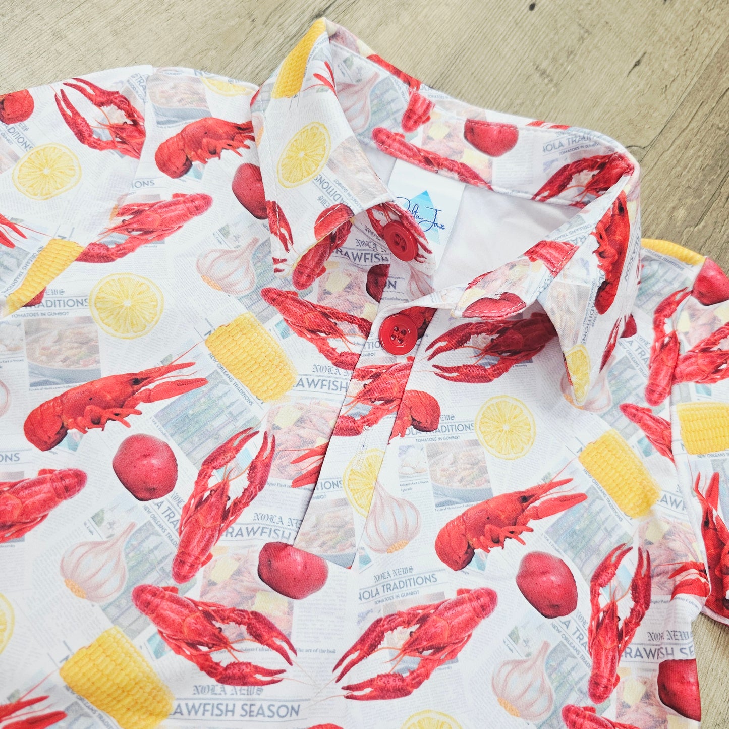 Newspaper Crawfish Kid's Polo Shirt