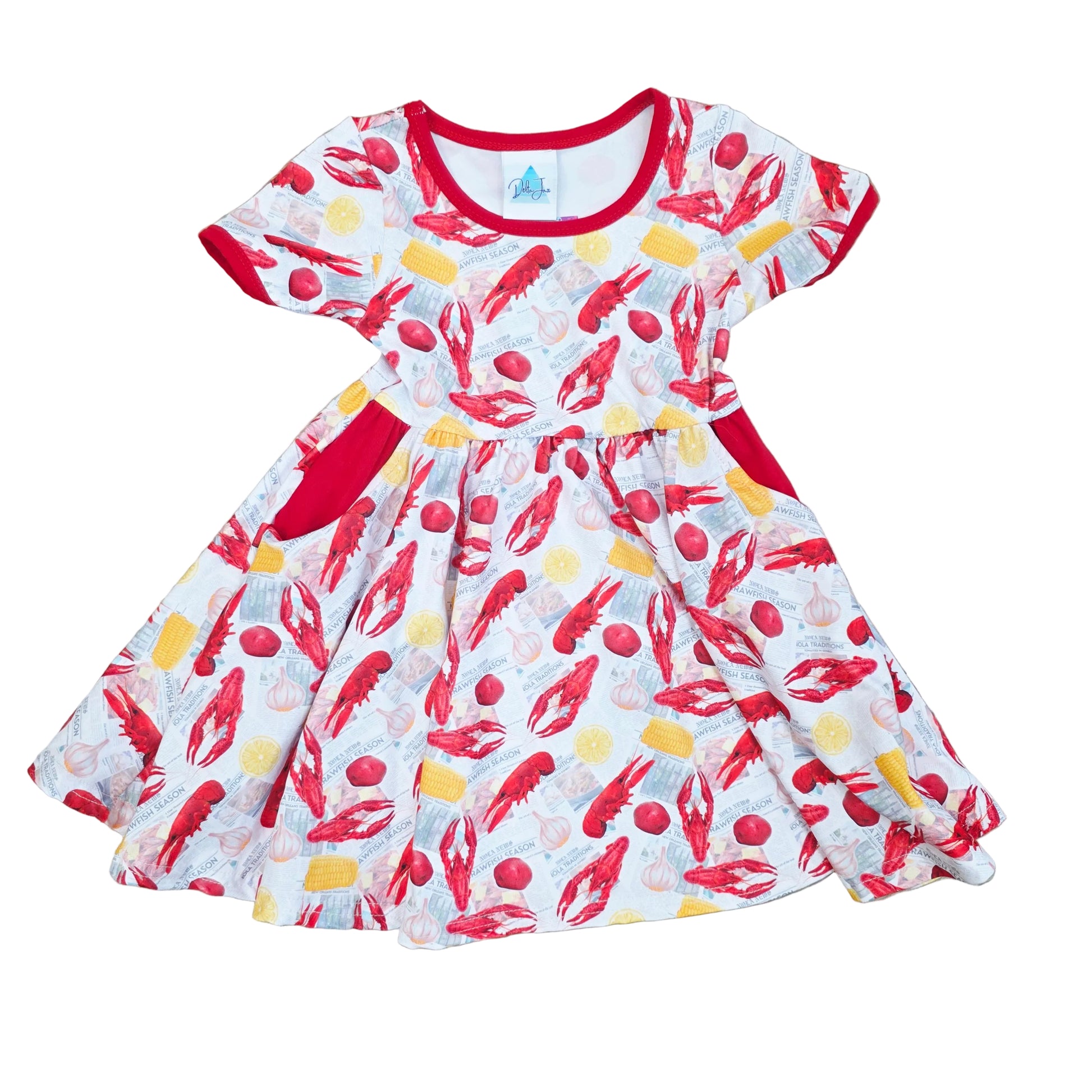 Newspaper Crawfish Dress 4T