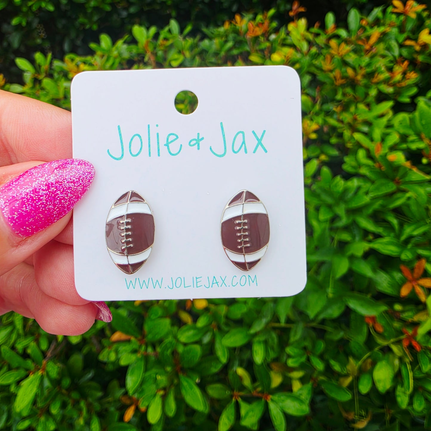 Football enamel stud earrings