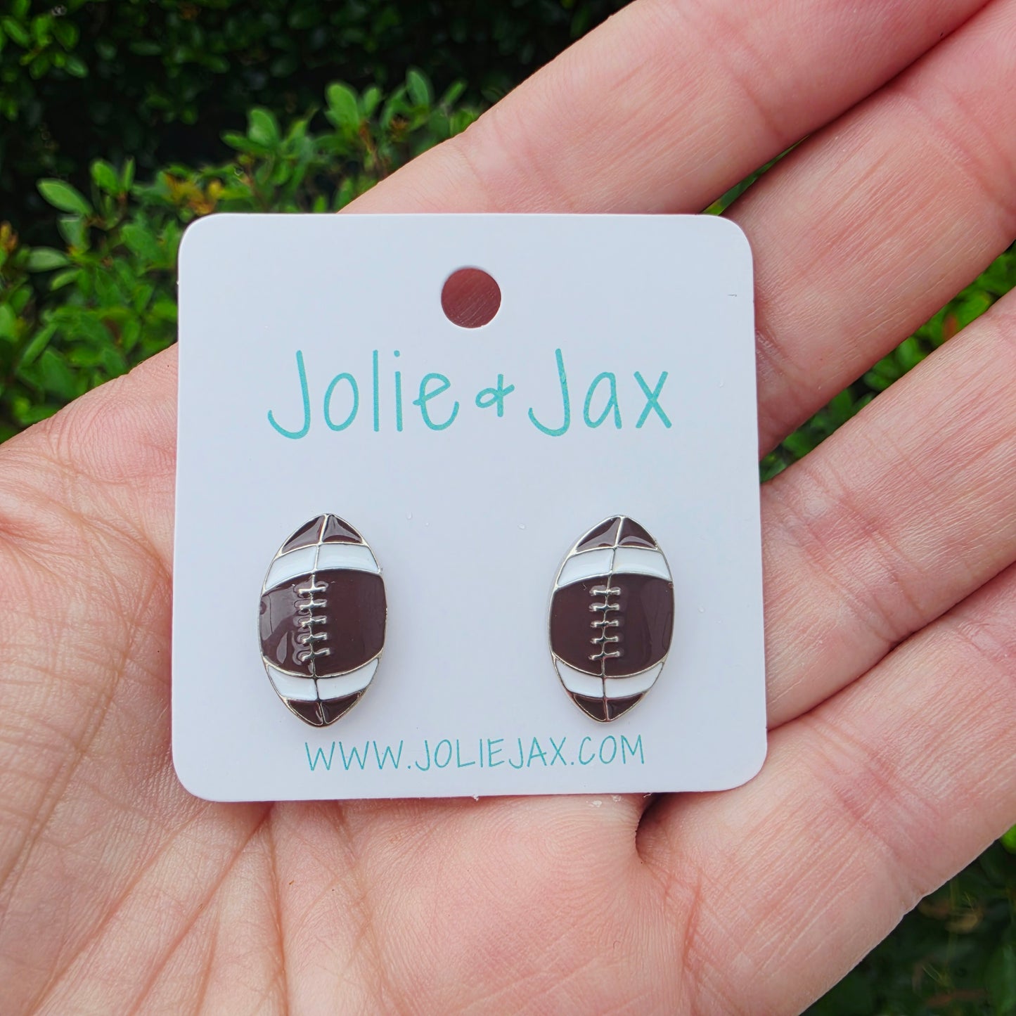 Football enamel stud earrings