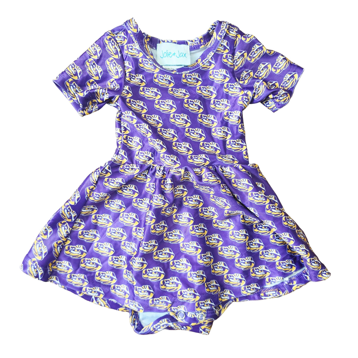 LSU tiger eye skirted bubble Romper (Officially Licensed)
