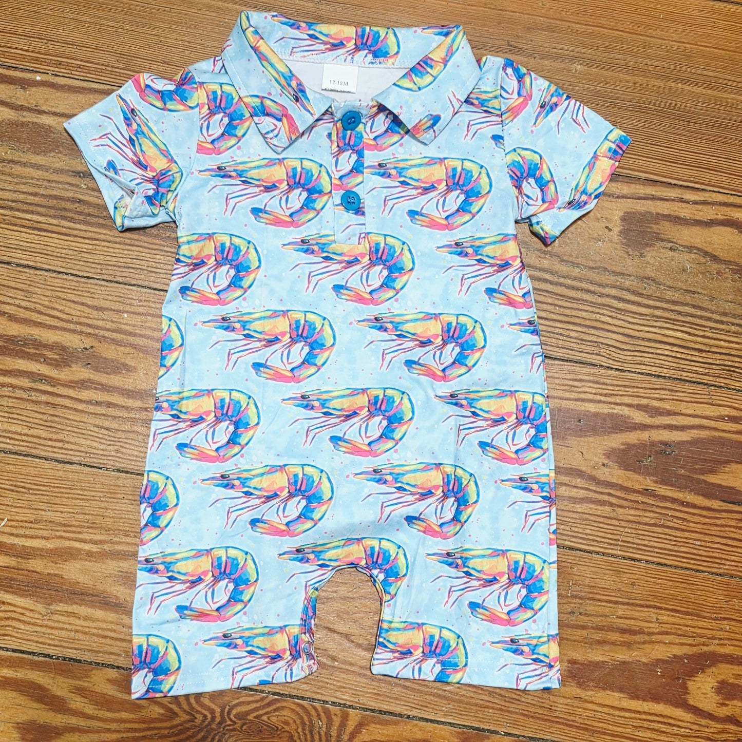 Bright Shrimp Polo Romper