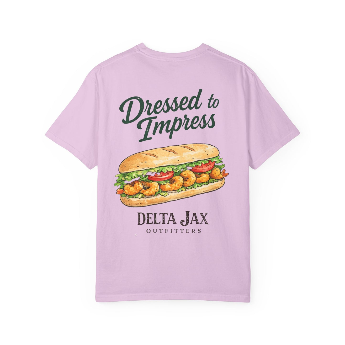 T-Shirt — "Dressed to Impress" Shrimp Po'Boy Graphic Tee